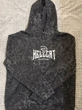 Hollister Black/white Leopard Print Dodge Hellcat Boxy Hoodie.